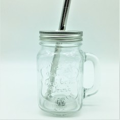 JARRA CRISTAL 0,4 L CON TAPA Y PAJITA DE ACERO INOX 2