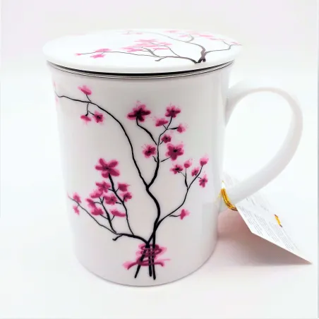 MUG PORCELANA CON FILTRO CHERRY BLOSSOM, 300 ML
