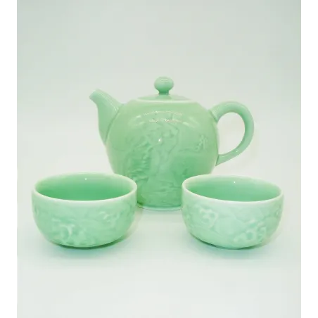 Mini juego de té Turquesa de porcelana.